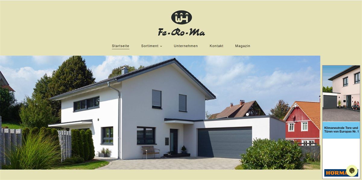 Bisherige WordPress-Startseite von Fe-Ro-Ma Havelberg